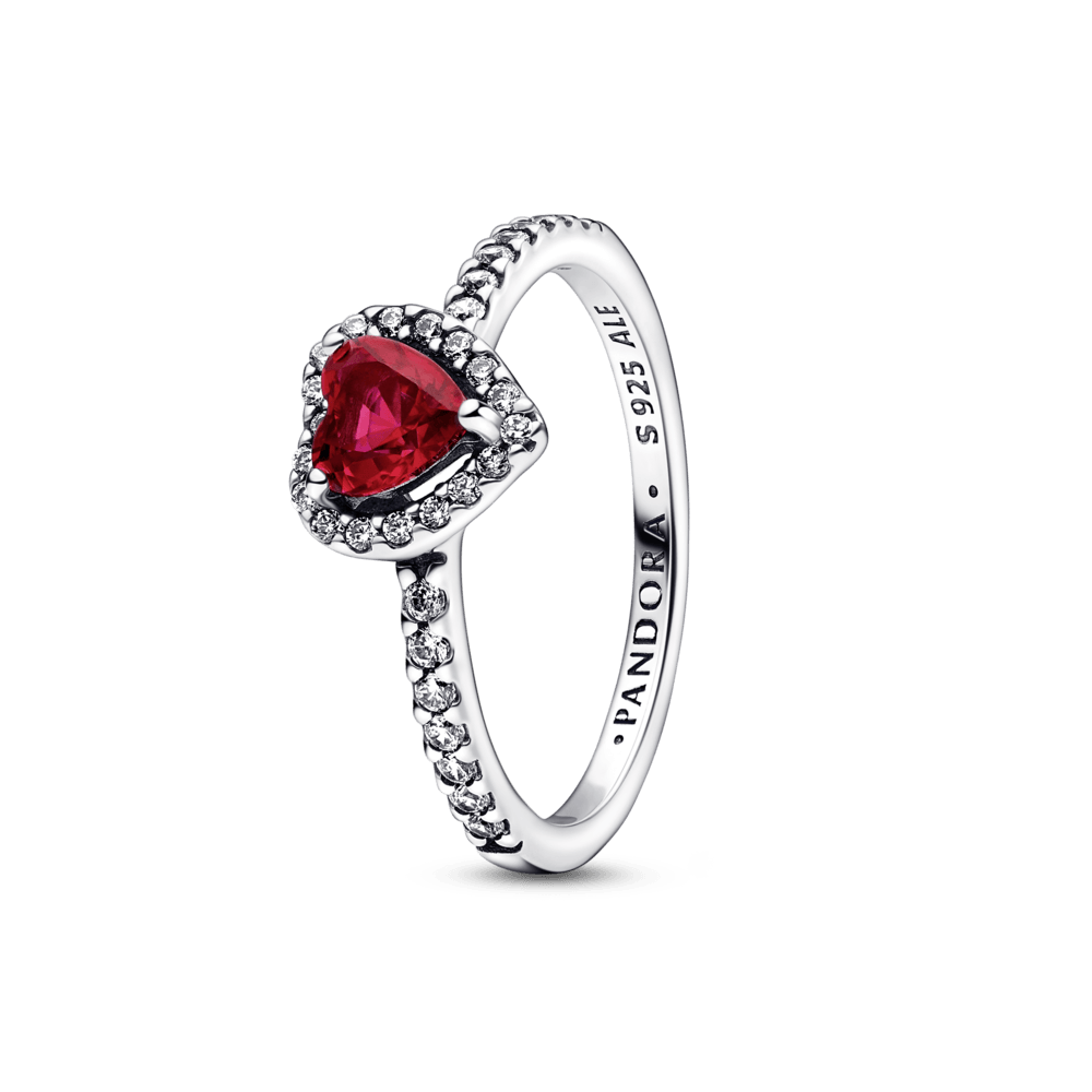 Anillo Corazón elevado rojo Pandora Plata Esterlina